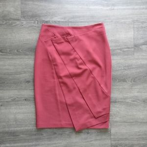 Veronika Maine Burgundy Red Layered Asymmetrical Pencil Skirt Size 8 Australia